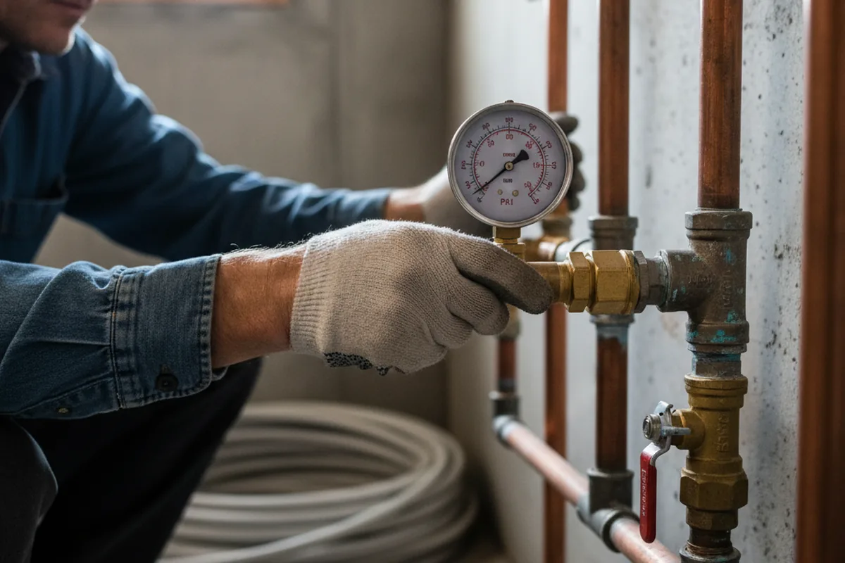 Pressure testing a repaired line during Water Line Repair in Slaughters